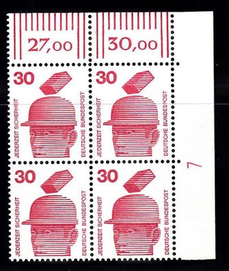 1971 Bund UV MiNr. 698 A Eckrand-VB oben rechts, DZ 7, postfrisch