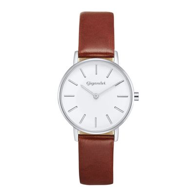 Uhr Damenuhr Quarzuhr 2-Zeiger Gigandet Minimalism G36-001 Weiß Braun Lederband