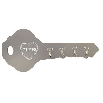 Schlüsselbrett Schlüsselboard Schlüsselleiste Schüsselkasten 4 Haken B38cm Grau