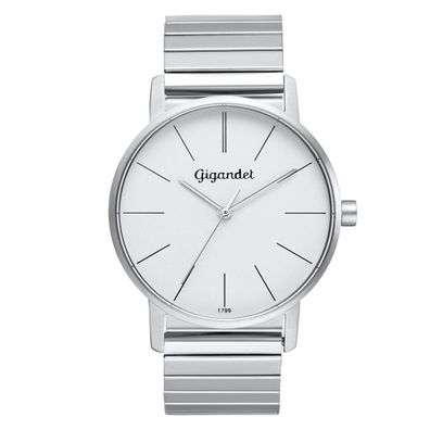 Uhr Damenuhr Quarzuhr 3-Zeiger Gigandet Minimalism G35-001 Silber Metallband