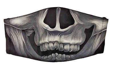 Mund-Nasenschutz mit Totenkopf Gebiss, Gesichtsmaske Bikertuch Skull