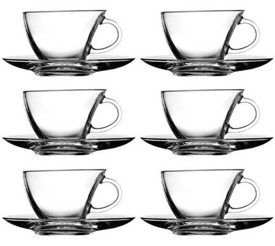 12tlg. Set Tassen mit Unterteller Penguen Teetassen Kaffeetassen Glas