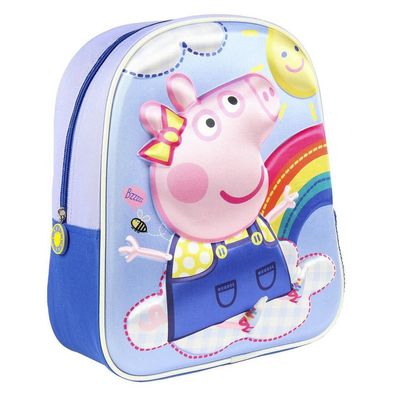 Peppa Pig Wutz Kinder 3D Rucksack bag Backpack Rainbow Regenbogen Schweinchen