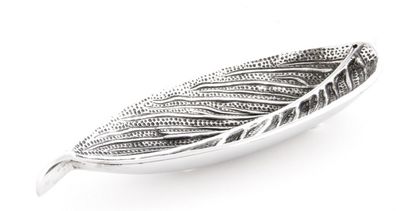 Räucherstäbchenhalter Blatt silber aus Weißmetall ca. 25 cm, KH-221