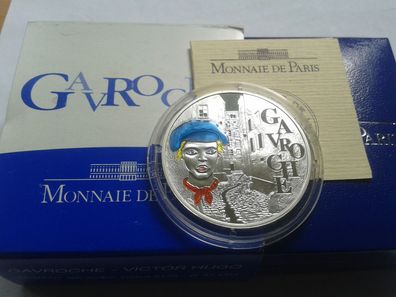 Original 1,5 euro 2002 PP Frankreich Gavroche Farbmünze 22,2g Silber