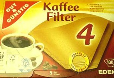 Gut&Günstig Kaffeefilter Kaffee-Filtertüten Größe 4 naturbraun 100 Stück