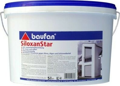 Baufan® SiloxanStar 5 l Fassadenfarbe weiß hoher Filmschutz gegen Algen Schimmel