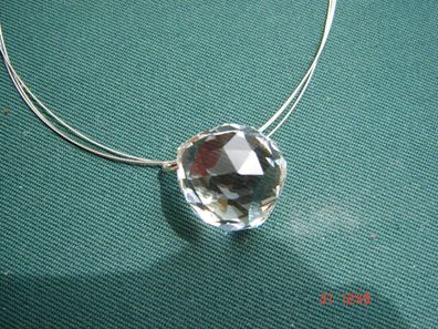 Halskette funkelnde Glas Kristall Kugel Stahlseil Dirndlkette Z p