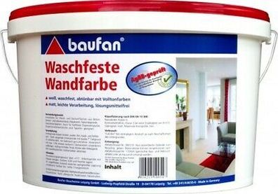 Baufan Waschfeste Wandfarbe 2,5 l weiß Innen-Wandfarbe waschfeste Innenfarbe