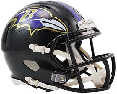 NFL Football Mini Helm Baltimore Ravens Logo Speed OVP Riddell Footballhelm Helmet