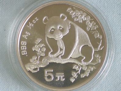 5 Yuan, China 1993 Panda aus 999 Silber, geringe Auflage