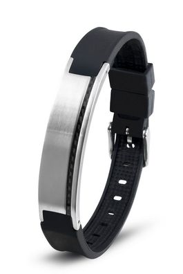 Lunavit Herren Magnetarmband aus Silikon Carbo Stripe mit Carbon, Neodym-Magnete