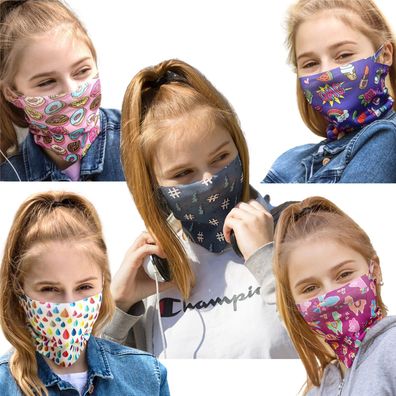 ALB Stoffe® ProtectMe - Kids Loops Mix 3, 5x Masken, antimikrobiell, 100% dt. Herst.