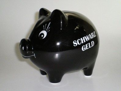 Sparschwein Schwarzgeld, Keramik glasiert, mit Schloss