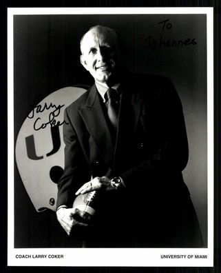 Larry Coker Autogrammkarte Original Signiert Football Trainer # BC G 23731