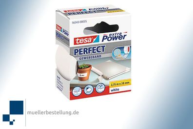 TESA extra Power® 56343 Gewebeband Perfect, weiß, 38 mm, 2,75 m