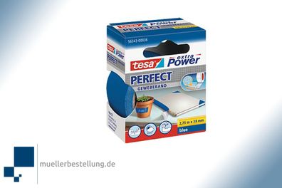 TESA extra Power® 56343 Gewebeband Perfect, blau, 38 mm, 2,75 m