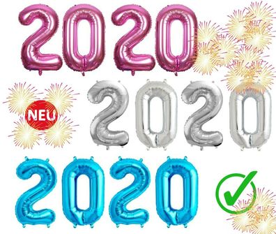 2021 2020 XL Neujahr Folien Luftballon Silvester Party Deko Zahlenballons Set
