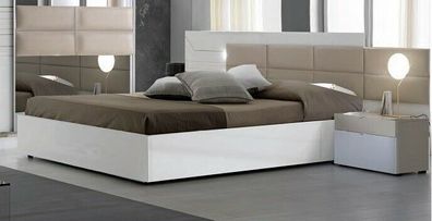 Edles Doppel Bett SVENJA in weiß modern TOP 160/180cm