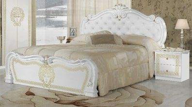 Elegantes Doppel Bett MARINA in Weiß Gold edel TOP 160x200cm