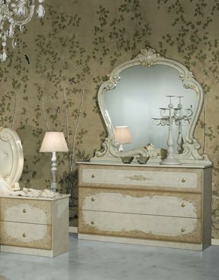 Elegante Kommode mit Spiegel Tiffany in beige modern NEU
