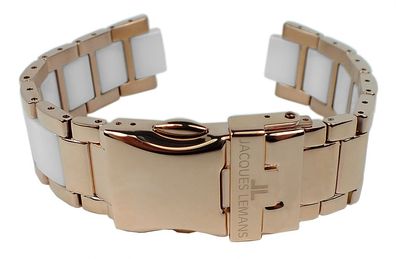 Jacques Lemans | Uhrenarmband, Edelstahl/ Ceramic, rosé/ weiß 40-3 D