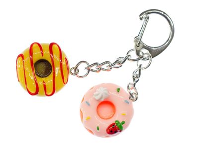 Donuts Schlüsselanhänger Glasur Streusel USA bunt Mix Anhänger Schlüsselring 2er