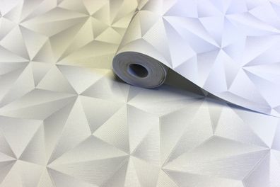 Vliestapete Design 3D Optik weiß grau metallic schimmer geometrisch