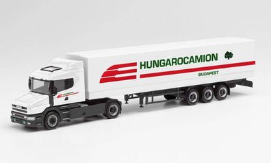 Herpa 312080 Scania Hauber Planen-Sattelzug, Hungarocamion (HU) Maßstab 1:87