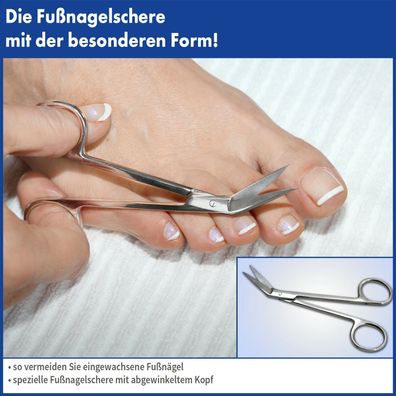 Spezial Fußnagelschere Nagelschere Pediküre abgewinkelt Fußnägel Schere Senioren