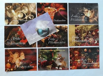 Ansichtskarten Weihnachten 10er, Postkarten Engel Kerze Weihnachtsmann Grußkarte