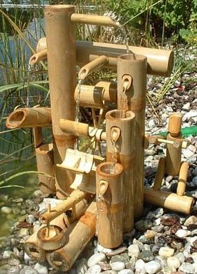 Bambus-Wasserspiel, Gartenbrunnen, Gartendeko, Gartenteich (12035)