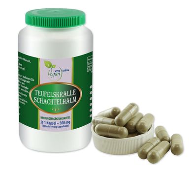 Vitaideal Vegan® Teufelskralle mit Ackerschachtelhalm 60 - 720 pflanzliche Kapseln