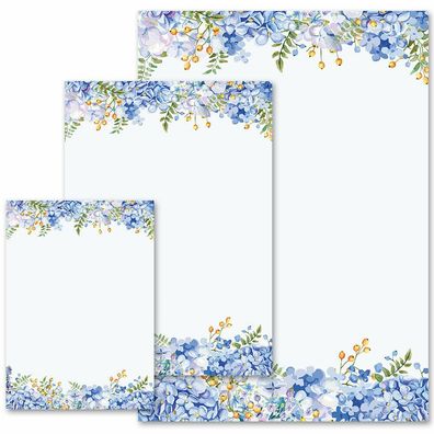 Motiv-Briefpapier BLAUE Hortensien