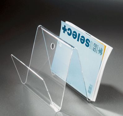 Hochwertige Acryl-Glas Zeitungstasche, Zeitungsständer, klar, 30 x 30 cm