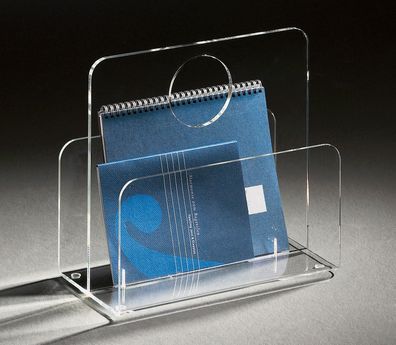 Hochwertige Acryl-Glas Zeitungstasche, Zeitungsständer, klar, 33 x 18 cm