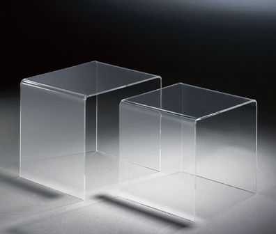 Hochwertiger Acryl-Glas Zweisatztisch, klar, 40 x 33 cm