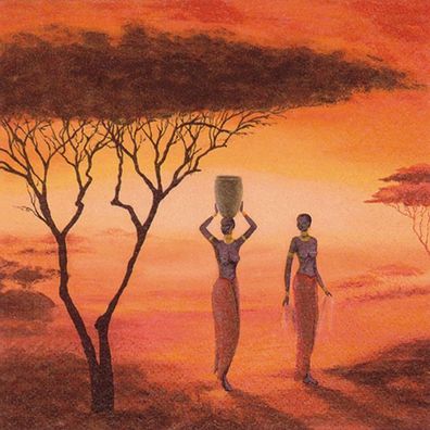 20 Servietten Afrika, Sonnenaufgang in der Savanne, der Tag beginnt 33x33 cm
