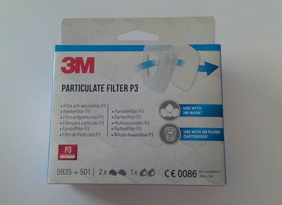 2 Paar 3M 5935 Filter Partikelfilter FFP3 inkl. 1 Paar Filterdeckel 501