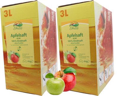 Bleichhof Apfelsaft klar – 100% Direktsaft, Bag-in-Box (2x 3l Saftbox)