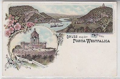 62972 Ak Lithografie Gruss aus der Porta Westfalica um 1900