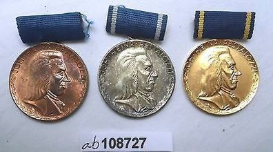 3 DDR Medaillen Pestalozzi Gold, Silber und Bronze