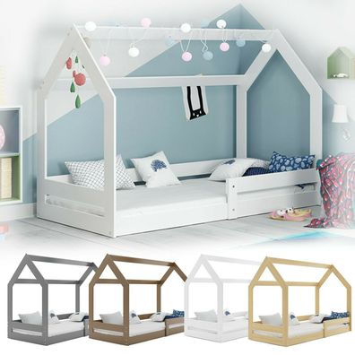 Kinderbett mit Rausfallschutz Hausbett Haus Holz Bettenkauf 160x80cm