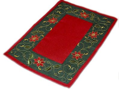 Tischläufer Weihnachten 35x50 cm Ilex Rot Grün Weihnachtsdecke Tischdecke Stickerei