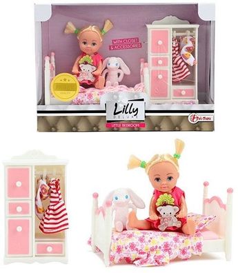 Toi Toys Lauren Puppe Lilly Schlafzimmer mit Bett Schrank Kleidung NEU