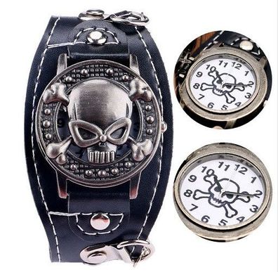 Armbanduhr Totenkopf Uhr Skull Rocker Gothic Punk Rock Totenkopf unisex schwarz