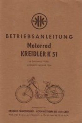 Betriebsanleitung Motorrad Kreidler K51, Moped, Oldtimer