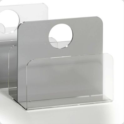 Hochwertiger Acryl-Glas Zeitungsständer, klar/ hellgrau, Acryl-Stärke 5 / 8 mm