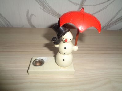 Kerzenhalter Schneemann, Schirm und Vogel -DDR