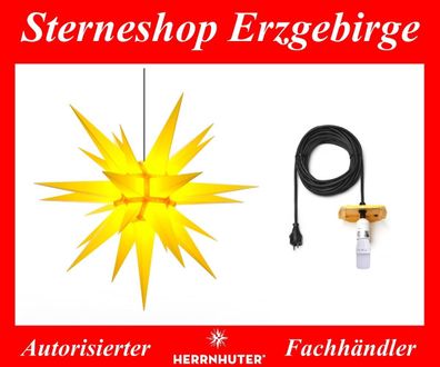 Herrnhuter Stern Adventsstern Kunststoffstern A13 gelb 130 cm mit Beleuchtung 10m LED
